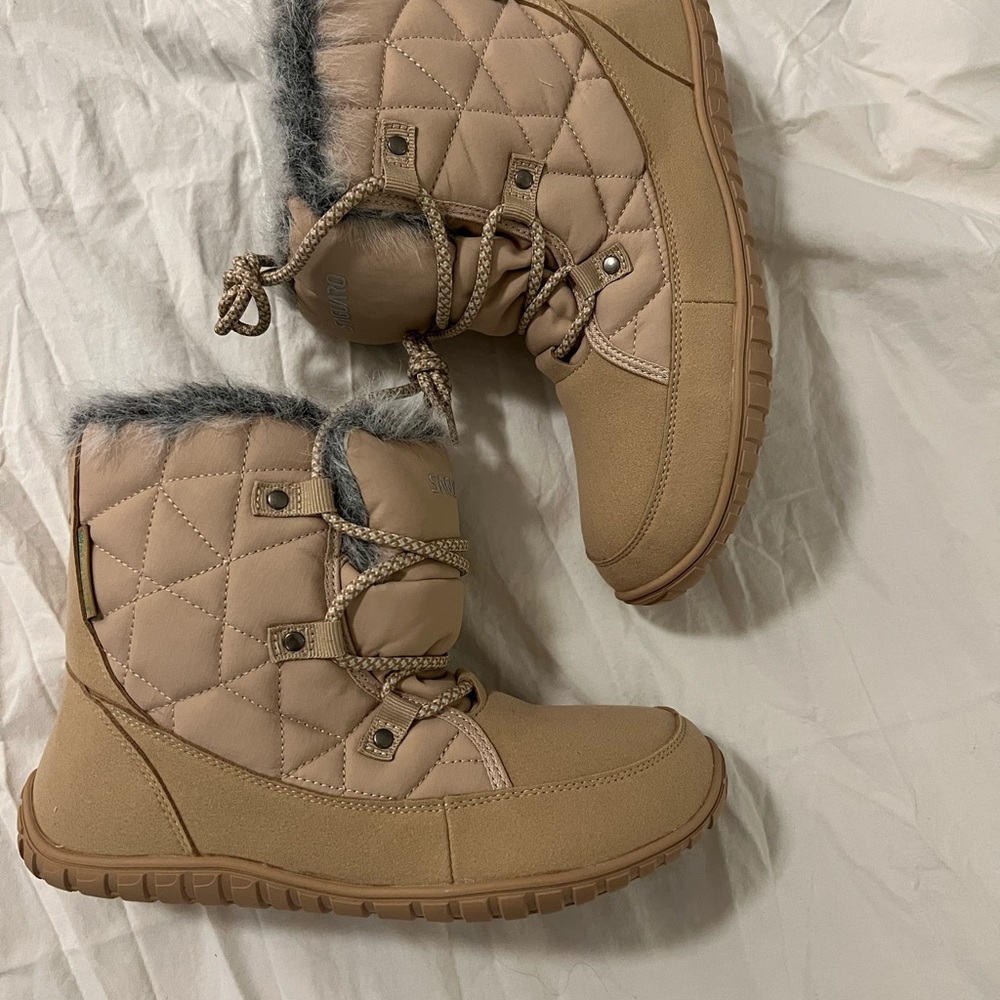 Cozy Quilted Winter Boots - Beige